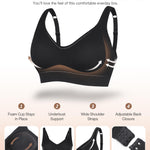 Wireless Push Up Bra for Women No Underwire Comfort Soft Daliy Bras, Wirefree Bralette Full Coverage Support Bras with Straps Black
