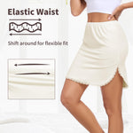 MANCYFIT Half Slips for Women Underskirt Short Mini Skirt with Floral Lace Trim Beige Medium