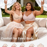 Vertvie Bras for Women Wireless Jelly Push Up Seamless Bra Full Coverage No Underwire Supportive Scalloped T Shirt Bralette(Nude,XX-Large)