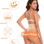Werena Tummy Control Thong Shapewear for Women Seamless Shaping Novelty Thong Panties Body Shaper Underwear(01# Beige-mid Waisted(has Boning),Medium)