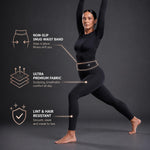 CompressionZ Compression Leggings for Women Waisted Performance Tummy Control Gym, Pilates, Travel, Yoga, Workout Pants Super High Waist Black Large