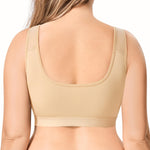 BRABIC Wireless Zip Front Closure Bras for Women No Underwire Full Coverage Comfort Everyday Post Surgery Compression Bra (US, Alpha, X-Large, Regular, Regular, Beige)