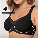 OEAK Minimizer Bras for Women Plus Size Bralettes Full Coverage Unlined Bra Supportive Underwire Tshirt Bras for Heavy Breast Black 38DDD
