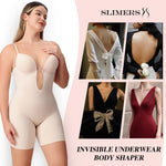 Slimers Backless Shapewear Strapless Bodysuit - Low Back Women Body Shaper : Slimming Built In Bra With Plunge Beige