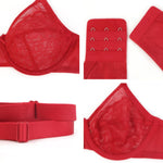 HSIA Minimizer Bras for Women Enchante Full Coverage Underwire Bras Plus Size Lifting Floral Lace Bra for Heavy Breast Coral Red
