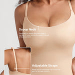 FeelinGirl Women’s Shapewear Tank Tops - Scoop Neck Tummy Control Cami Tops for Women Compression Shirts Khaki XS