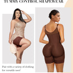 YIANNA Fajas Colombianas Moldeadoras Postpartum Shapewear Tummy Control for Women Full Body Shaper Butt Lifter Compression Garment with Zipper Crotch, YA7283-Brown-S