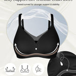 Popilush Push Up Bras for Women Wireless Seamless Full Coverage Tshirt Jelly Bra No Underwire Supportive Mesh Bralette Black