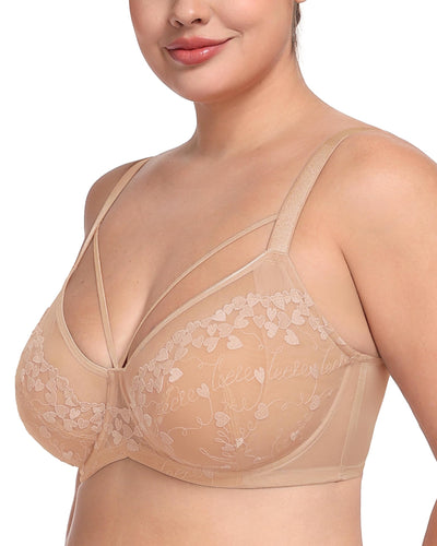 HSIA Minimizer Bras for Women Full Coverage, Unlined Lace Sexy Plus Size Underwire Bra for Large Breasts Holiday Edition