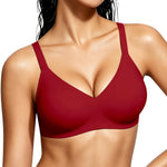 Gailife Smooth Wireless Jelly Bras for Women No Underwire Seamless Push Up Bra Full Coverage Soft Suppor Tshirt Bralettes -Deep Red,3XL