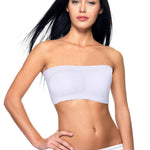 Boao Women Bandeau Bra Padded Strapless Bralette Bra Seamless Bandeau Tube Top(Large,Black, White, Nude Color,3 Pcs)