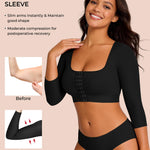 EUYZOU Arm Compression Sleeves for Women Post Surgery Front Closure Bra Slimming Arm Lipo Shapewear Top Square Neck - Black XL