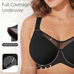 OEAK Minimizer Bras for Women Plus Size Bralettes Full Coverage Unlined Bra Supportive Underwire Tshirt Bras for Heavy Breast Black 38DDD