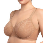 HSIA Minimizer Bra for Women - Full Coverage Seamless Lace Bra Plus Size Underwire Unlined Bra for Heavy Breast Dark Beige