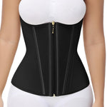 SHAPSHE Waist Trainer for Women Tummy Control Long Torso Workout Waist Cincher Corset Shapewear Postpartum Body Shaper with Zipper Hook Black S