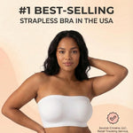 SHAPERMINT Strapless Bra, Wireless Non-Slip Bandeau, Convertible Straps, Molded Strapless Bras for Women S to Large Breasts White