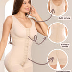 SHAPE CONCEPT 080 Fajas Colombianas Post Surgery Compression Garment Tummy Tuck with Hooks and Bra Beige