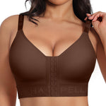 SHAPELLX Front Closure Bra with Compression Post Surgery Bras for Women Wireless Mastectomy Bras Comfortable Brown M