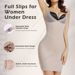 JOYSHAPER Adjustable Slip Dress for Women Tummy Control Body Shaper Shapewear Full Slips for Under Dresses Beige (With Gusset) L