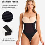 Nebility Shapewear for Women Bodysuit Tummy Control Body Shaper Open Bust Slim Belly Seamless Thong Body Suits (Black, Large)
