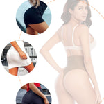 Werena Tummy Control Thong Shapewear for Women Seamless Shaping Novelty Thong Panties Body Shaper Underwear(01# Brown-mid Waisted(has Boning),Small)