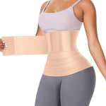 FeelinGirl Waist Trainer for Women Trimmer Belt Waist Cincher Tummy Wrap Plus Size Body Shaper (One Size, Beige)