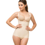 Isavela Womens Body Suit With Suspenders Panty Length Plastic Surgery Compression Garment W/Zipper (BS01) (XS, Beige)