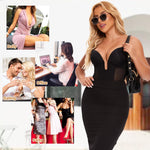 JOYSHAPER Plunge Shapwear Bodysuit with Built in Bra Tummy Control Shapewear Backless Bodysuit with Bra Low Back Shapewear Black 2XL