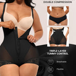 SHAPELLX Faja Body Shaper Tummy Control Plus Size Open Bust Shapewear for Women Under Dress Booty Lifting Shorts Postpartum Waist Trainer (Black 3X-Large)