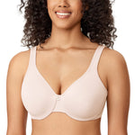 DELIMIRA Women's Minimizer Bra Plus Size Underwire Smooth Full Coverage Seamless Bras Rose White 34E