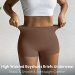 FallSweet BoyShort Underwear for Women No Show Seamless Panties Smooth Boxer Briefs Stretch Shorts, Coffee, M