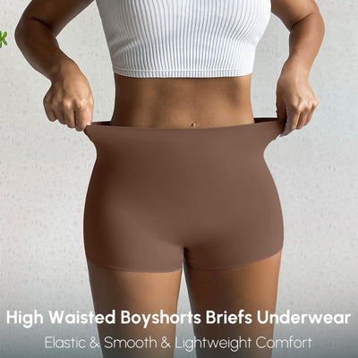 FallSweet BoyShort Underwear for Women No Show Seamless Panties Smooth Boxer Briefs Stretch Shorts, Coffee, M