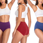 Annenmy Women's High Waist Cotton Underwear Soft Brief Panties Regular and Plus Size (X-Large, Dark Colors, 5-Pack)