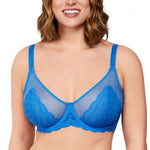 HSIA Minimizer Bras for Women Large Bust Full Coverage Lace Plus Size Bra - Mermaid Scales Marine Blue