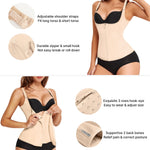 Nebility Women Waist Trainer Corset Zipper Vest Body Shaper Cincher Tank Top with Adjustable Straps (S, Beige)