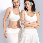 Wireless Sewn in Padded Bras for Women Comfortable Push Up Full Coverage Bralettes No Underwire Everyday Tshirt Bra(#02 White(Padded)-Wide Strap,Medium)