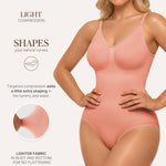 BRABIC Bodysuit Shapewear for Women Tummy Control Panties Seamless Sleeveless Tops V-Neck Camisole Jumpsuit (Orange Pink Brief, 3X-Large/4X-Large)