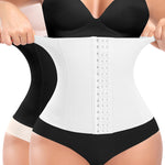 Werena Short Torso Waist Trainer for Women Underbust Corset Shapewear Tummy Control Waist Cincher Body Shaper Workout Sports Girdle (A# Black+white-1, Large)