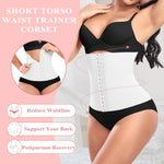 Werena Short Torso Waist Trainer for Women Underbust Corset Shapewear Tummy Control Waist Cincher Body Shaper Workout Sports Girdle(A# White-2, Small)