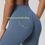ODODOS Hidden Scrunch Butt Lifting Leggings for Women - 25" No Front Seam High Waist Booty Sculpting Yoga Pants, Ink Blue, Large