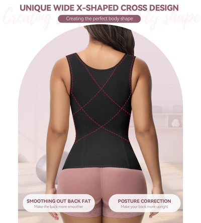 SHAPSHE Waist Trainer for Women Workout Corset Waist Cincher Shapewear Tummy Control Vest Body Shaper Invisible Girdle Black