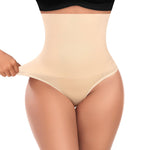 Werena Thong Shapewear Tummy Control Shaper Underwear for Women Seamless Compression Thong Panties Slimming Girdle(02# High Waisted Beige(shaping),Medium)