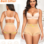 DERCA Padded Underwear for Women Butt Lifting Panties Buttocks Pads Booty Enhancer Lace Shapewear Briefs (Beige,X-Large)