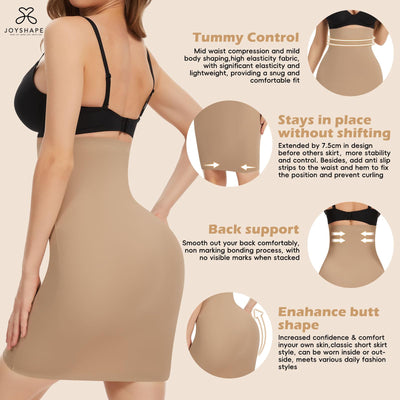 JOYSHAPER Slip for Women Under Dress Slips Half Skirt Strapless Slips Body Shaper Dresses Half Slip Skirt for Women Under Dresses Tummy Control Shapewear Dress Slip Shapewear for Tight Dress Nude M