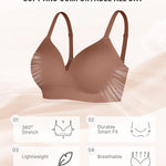 FeelinGirl Wireless Push Up Bra for Women, Seamless Comfort Bralettes No Underwire Supportive Full Coverage Everyday Bras Coffee
