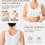 BRABIC Women Front Closure Post Surgery Compression Everyday Bras for Mastectomy Support with Adjustable Straps Wirefree (Medium, White)