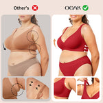 OEAK Womens Deep V Bras Wireless Comfortable Bra Supportive No Underwire Bras Tshirt Push Up Bralettes Plunge Seamless Bra Red M