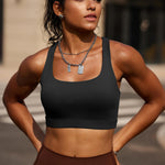 RUNNING GIRL Sports Bras for Women, Molded Cup High Impact Black Sports Bra Workout Bras for Women High Support Racerback(WX3046 Black M)