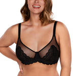 HSIA Minimizer Bras for Women Large Bust Full Coverage Lace Plus Size Bra - Mermaid Scales Black