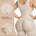 SHAPERX Women's Fajas Colombianas Moldeadoras Postparto Tummy Control Shapewear Compression Garment with Zipper Crotch,SZ7390-Beige-2XL